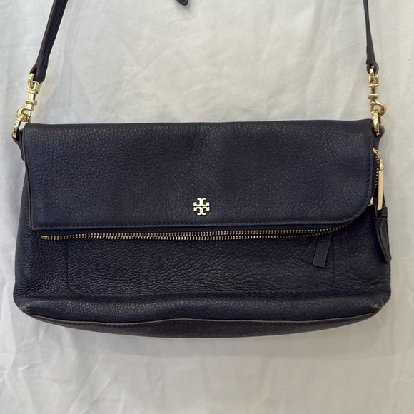 Tory Burch Handbags - Tory Burch Navy blue leather Fold Over Cross Body bag